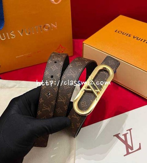 루이비통 25 한정판 여성 양면 2.5cm 소가죽 카프스킨 벨트 F1357