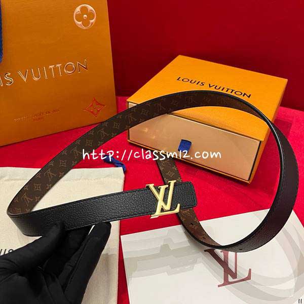 루이비통 25 한정판 여성 양면 2.5cm 소가죽 카프스킨 벨트 F1359