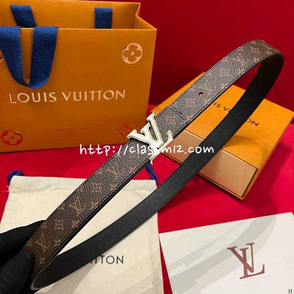루이비통 25 한정판 여성 양면 2.5cm 소가죽 카프스킨 벨트 F1360