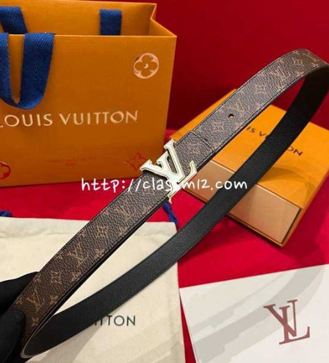 루이비통 25 한정판 여성 양면 2.5cm 소가죽 카프스킨 벨트 F1360
