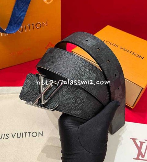 루이비통 25 한정판 양면 4.0cm 소가죽 카프스킨 벨트 F1366