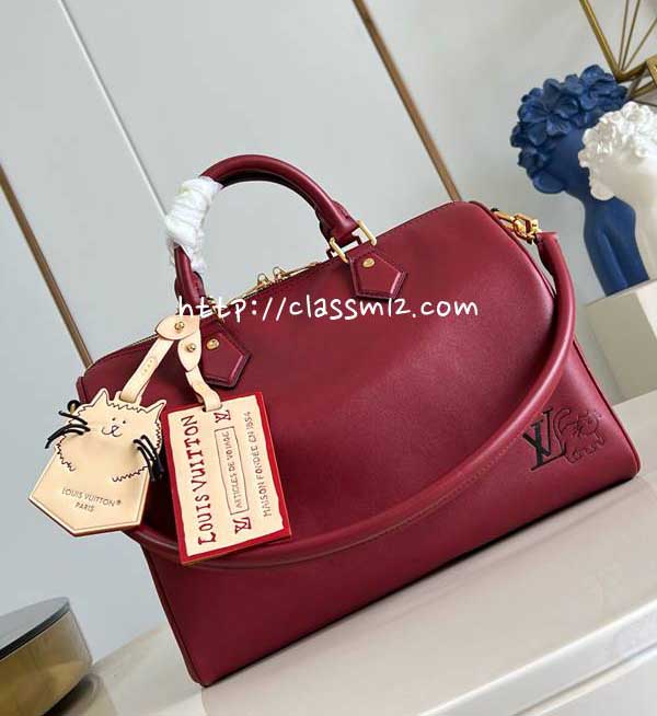 루이비통 25 한정판 M25766 Speedy Soft 30 소가죽 카프스킨 크로스백 가방 C5907