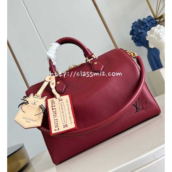 루이비통 25 한정판 M25766 Speedy Soft 30 소가죽 카프스킨 크로스백 가방 C5907