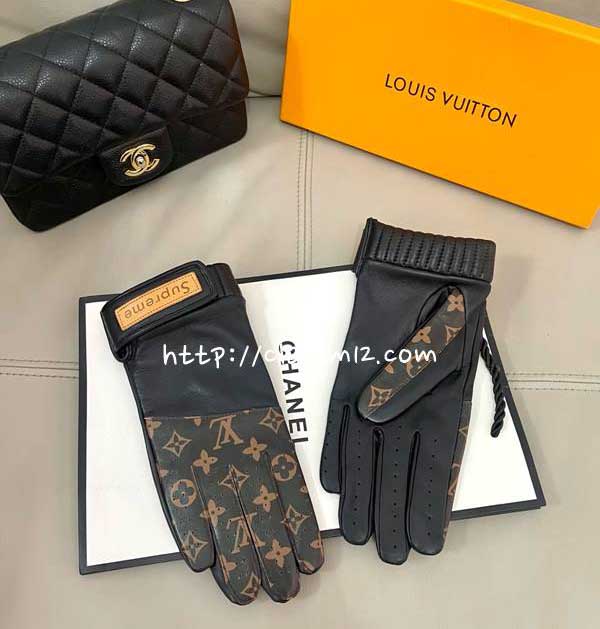 루이비통 x 슈프림 25 한정판 남여공용 양가죽 램스킨 장갑 D3565
