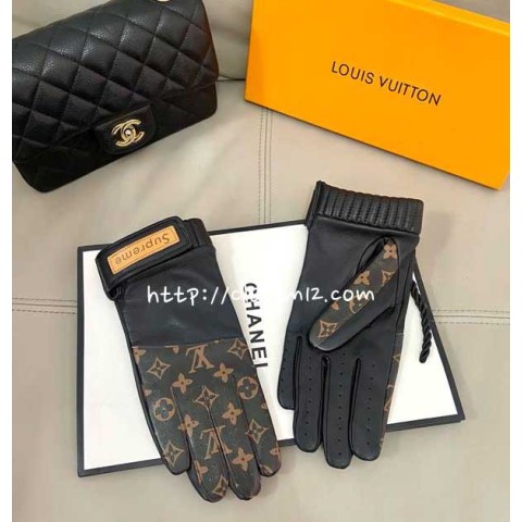 루이비통 x 슈프림 25 한정판 남여공용 양가죽 램스킨 장갑 D3565