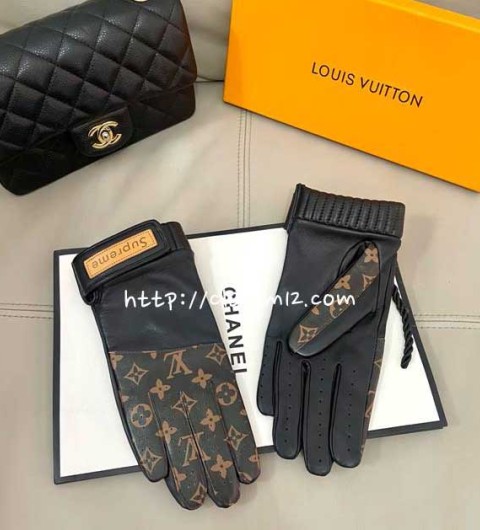 루이비통 x 슈프림 25 한정판 남여공용 양가죽 램스킨 장갑 D3565