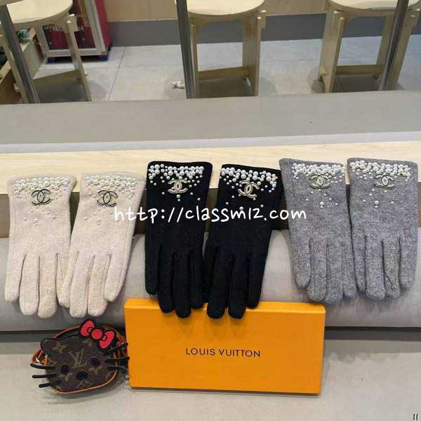 샤넬 25 한정판 양털 니트 장갑 D3590