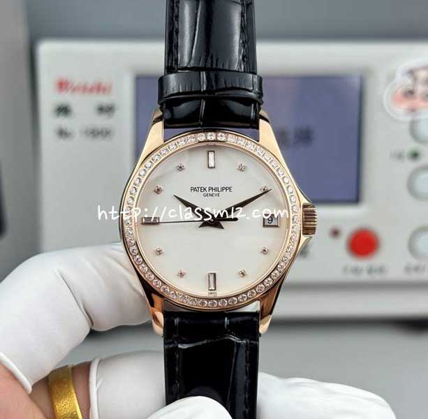 파텍필립 25 한정판 5127 소가죽 카프스킨 오토매틱 시계 W181