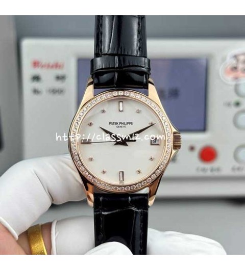 파텍필립 25 한정판 5127 소가죽 카프스킨 오토매틱 시계 W181