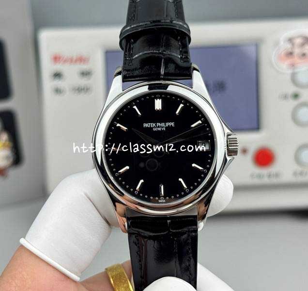 파텍필립 25 한정판 5127 소가죽 카프스킨 오토매틱 시계 W182
