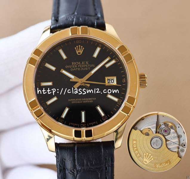 롤렉스 25 한정판 9015 소가죽 카프스킨 오토매틱 시계 W189