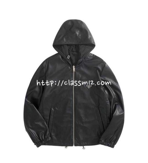 프라다 25 한정판 양면 양가죽 램스킨 긴팔 후드 자켓 A14061