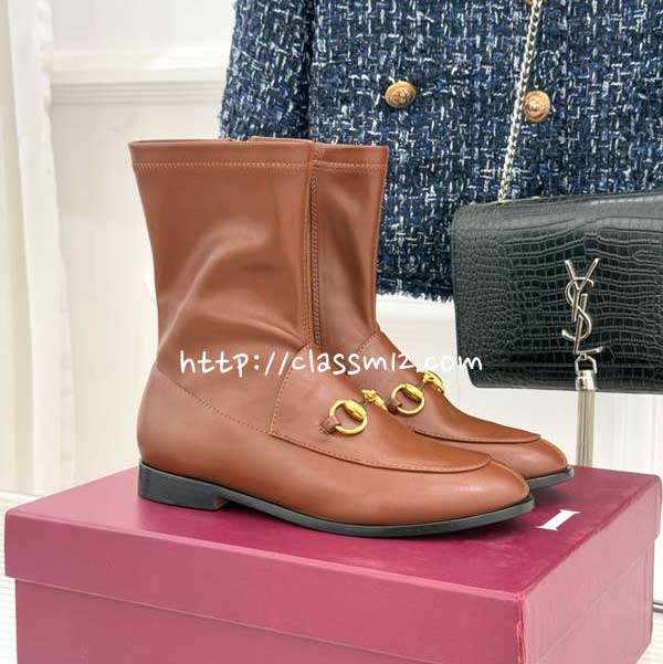 구찌 25 한정판 여성 소가죽 카프스킨 부츠 B5485