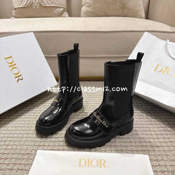 디올 25 한정판 D-Quest 여성 소가죽 카프스킨 부츠 B5494