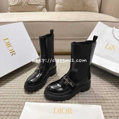 디올 25 한정판 D-Quest 여성 소가죽 카프스킨 부츠 B5494