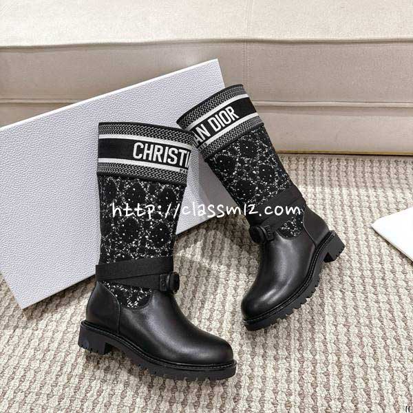 디올 25 한정판 D-Major 여성 소가죽 카프스킨 부츠 B5497