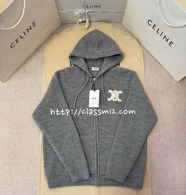 셀린느 25 한정판 긴팔 후드 니트 자켓 A14083