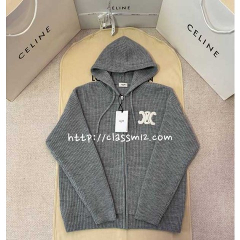 셀린느 25 한정판 긴팔 후드 니트 자켓 A14083