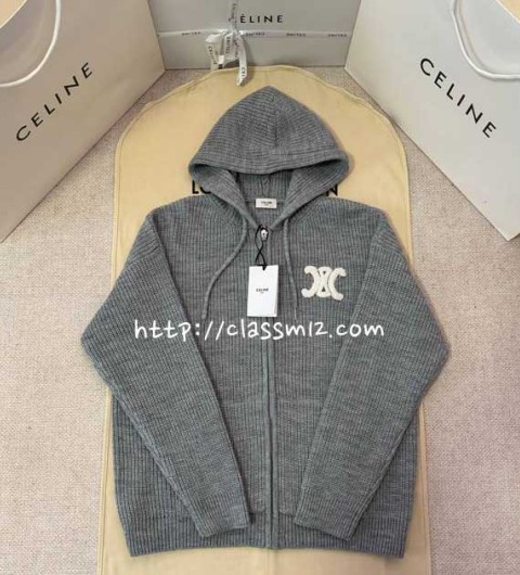 셀린느 25 한정판 긴팔 후드 니트 자켓 A14082