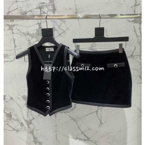 생로랑 25 한정판 여성 민소매 조끼 치마 세트 A14093