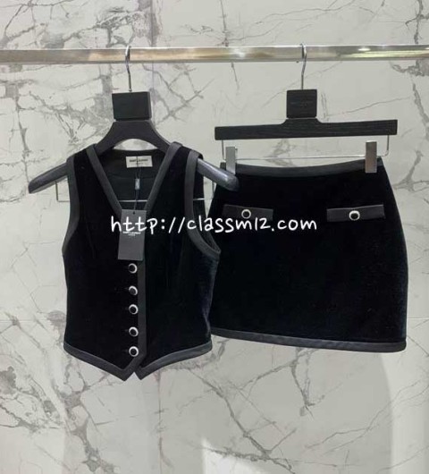 생로랑 25 한정판 여성 민소매 조끼 치마 세트 A14093