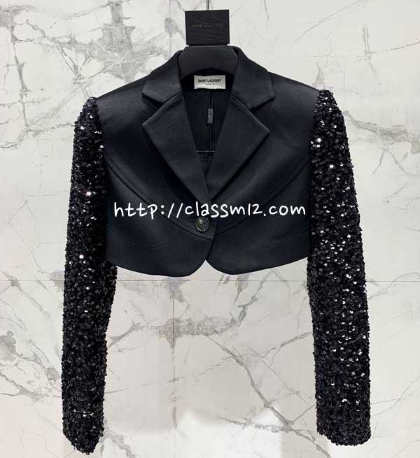 생로랑 25 한정판 여성 양털 긴팔 자켓 A14095