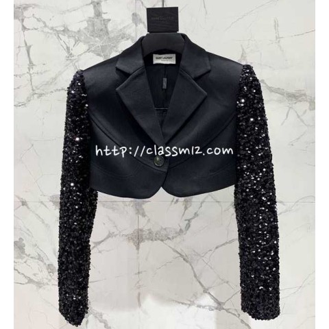 생로랑 25 한정판 여성 양털 긴팔 자켓 A14095