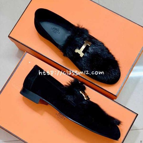 에르메스 25 한정판 소가죽 카프스킨 신발 B5533