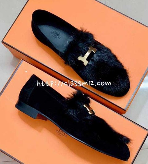 에르메스 25 한정판 소가죽 카프스킨 신발 B5533