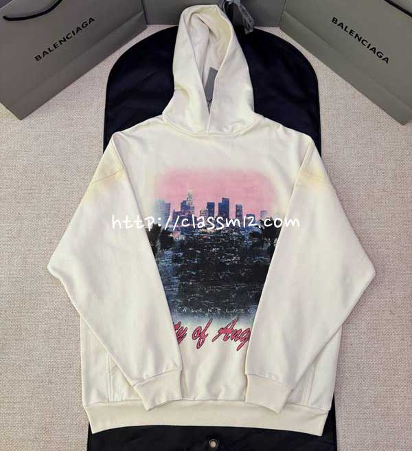 발렌시아가 25 한정판 City Of Angels Hoodie 긴팔 후드 티셔츠 A14116