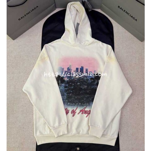 발렌시아가 25 한정판 City Of Angels Hoodie 긴팔 후드 티셔츠 A14116