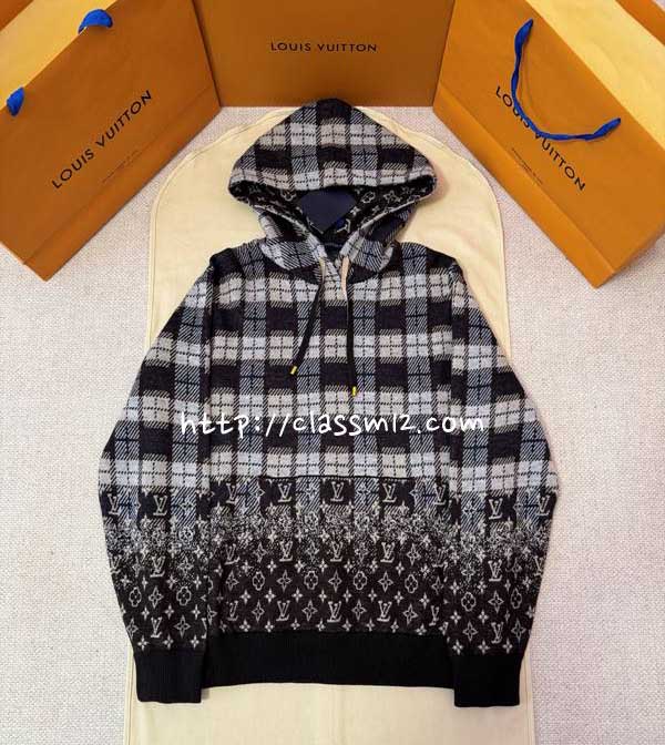 루이비통 25 한정판 양털 긴팔 후드 티셔츠 A14143