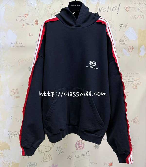 발렌시아가 25 한정판 남여공용 긴팔 후드 티셔츠 A14211