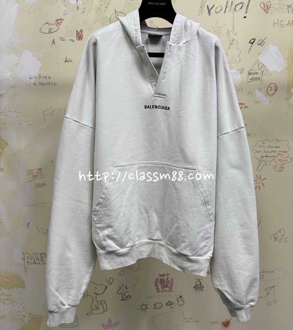 발렌시아가 25 한정판 남여공용 긴팔 후드 티셔츠 A14212