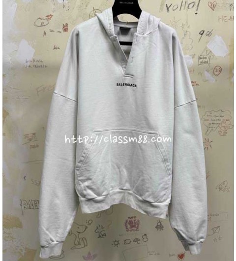 발렌시아가 25 한정판 남여공용 긴팔 후드 티셔츠 A14212