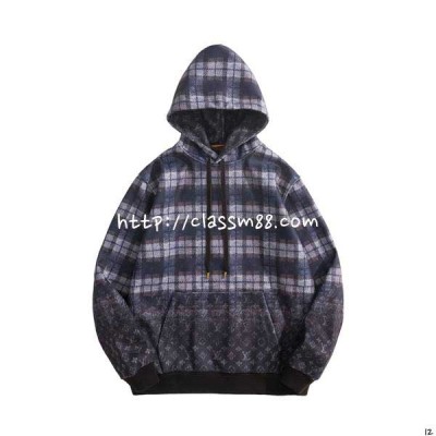 루이비통 25 한정판 MONOGRAM Faded Plaid 긴팔 후드 티셔츠 A14262