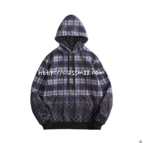 루이비통 25 한정판 MONOGRAM Faded Plaid 긴팔 후드 티셔츠 A14262